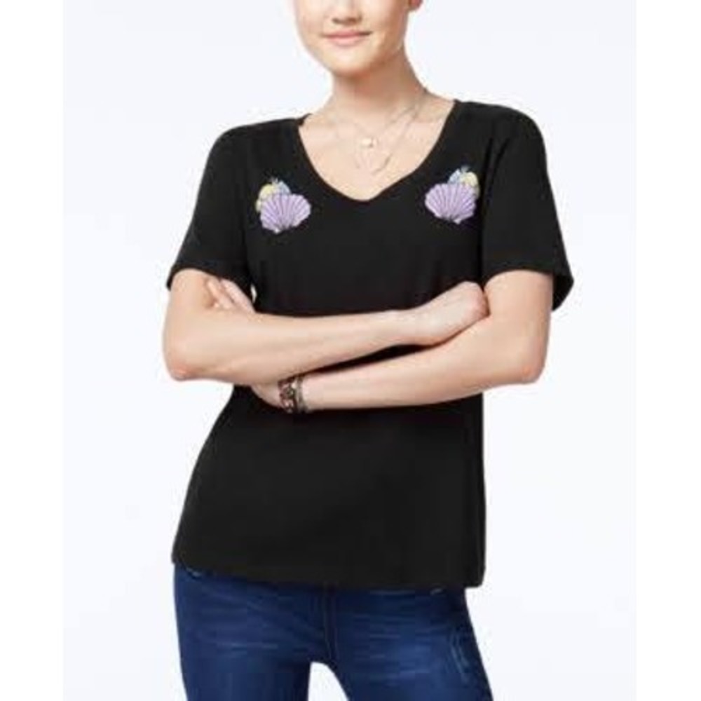 Disney Love Tribe Little Mermaid Flounder Graphic Tee Black Large JS5584JDY5474
